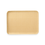 Keily Linen Coated Tray in rectangular shape with rounded corners, featuring a cheerful yellow gingham check pattern.