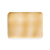 Keily Linen Coated Tray in rectangular shape with rounded corners, featuring a cheerful yellow gingham check pattern.