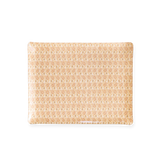 Chandler Tray in Petal, a acrylic tray with rounded corners, cream with a peach and gold wavy stylized tulip pattern.