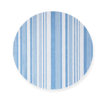 Stuart Blue Stripe Placemat | Set of 2, round fabric placemat with thin and thick sky blue and white vertical stripes.