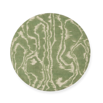 Tilda Moiré Moss Placemat in sage green cotton with abstract wavy pattern and cream accents in round shape
