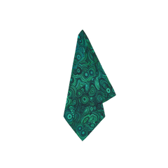 Malachite Linen Napkin in Emerald Green, a vibrant napkin with a swirling malachite ring pattern, folded.