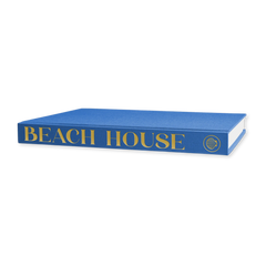 The Blank Book - Beach House, royal blue fabric-bound with gold 'BEACH HOUSE' text and scallop shell design.