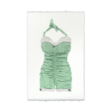 Retro Bathing Suit | Green Gingham