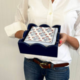 Lacquered Scalloped Napkin Holder | Navy Blue