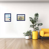 Hand Painted Navy Beaded Wood Picture Frame