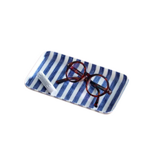 Blue & White Stripe Linen Coated Tray