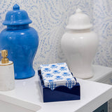 Lacquered Scalloped Guest Towel Holder | Navy Blue