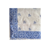 Ecru with Blue Floral Indian Cotton Napkin | Set of 2