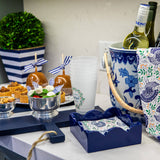 Lacquered Scalloped Napkin Holder | Navy Blue