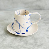 Blue Splatter Barrel Mug