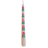 Pink Floral Hand Painted Pair of Taper Candles