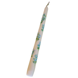 Light Blue Floral Hand Painted Pair of Taper Candles