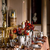 Marble Fan Linen Tablecloth | Rust Red, Yellow & Orange