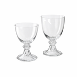 Vintage Val St. Lambert Crystal Water & Wine Goblets | Set of 16, clear faceted stems with hexagonal bases, two sizes