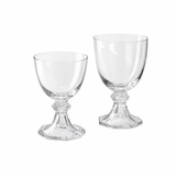 Vintage Val St. Lambert Crystal Water & Wine Goblets | Set of 16, clear faceted stems with hexagonal bases, two sizes