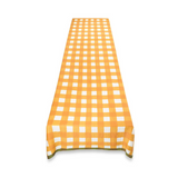 Yellow Gingham Linen Tablecloth with Green Border