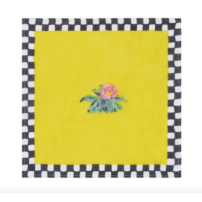 Arabesque Flower Yellow Handkerchief Napkin