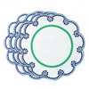 Fete Linen Embroidered Placemats in Blue/Green, set of 4