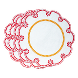 Fete Linen Embroidered Placemats in Amber/Red | Set of 4