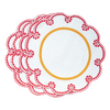 Fete Linen Embroidered Placemats in Amber/Red, set of 4
