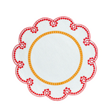 Fete Linen Embroidered Placemats in Amber/Red | Set of 4
