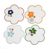 Floral Embroidered Linen Coasters, set of 4