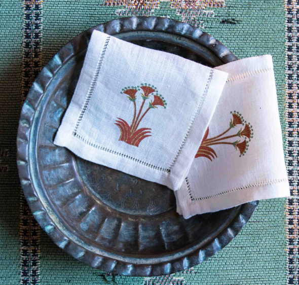 Nile Lotus Cocktail Napkins, set of 6