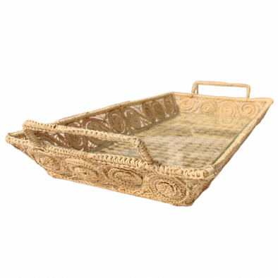 Palm Leaf Tray with Glass Insert