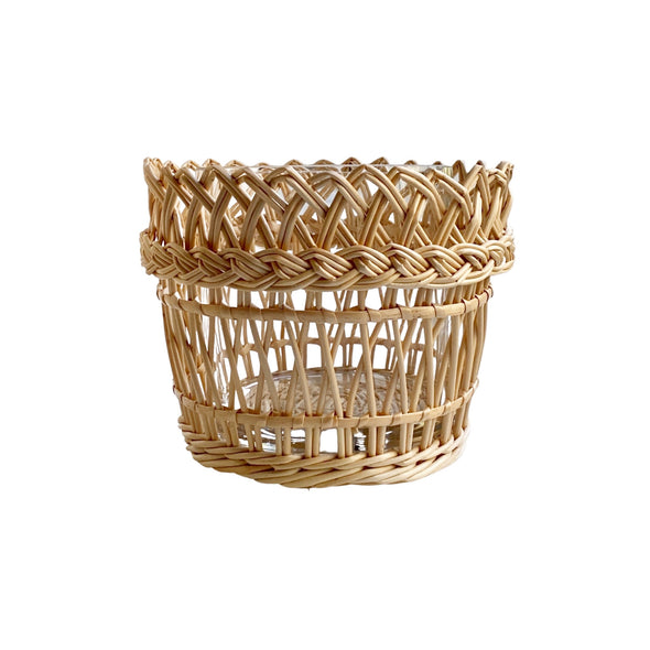 woven planter, woven hurricane, basket, woven vase, two webster