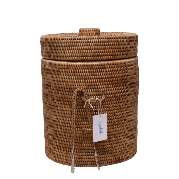 woven rattan ice bucket, insulated, two webster, home decor