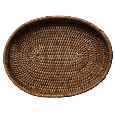 rattan oval tray, size small, beige natural color