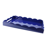 Navy Lacquered Scallop Ottoman Tray