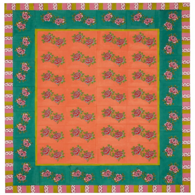 Ortensia Peach & Emerald Tablecloth